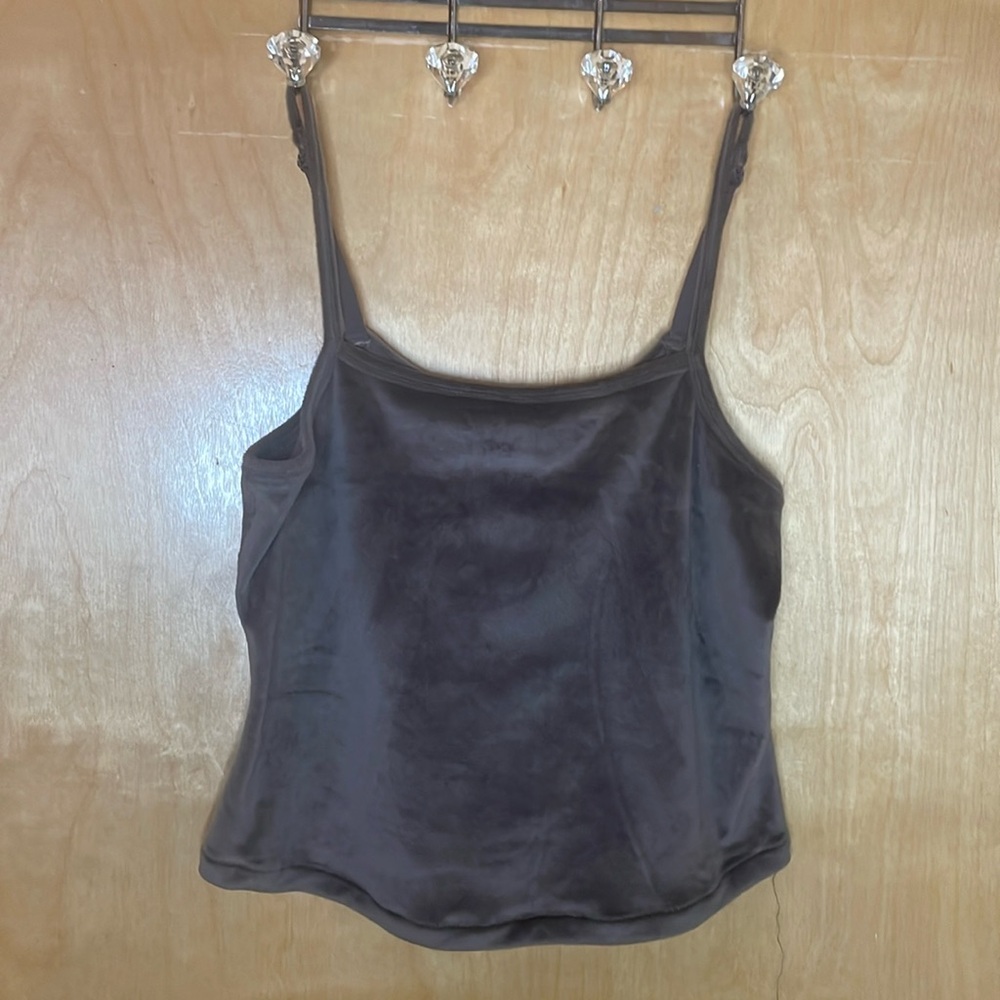 Skims XL charcoal velour tank adjustable straps